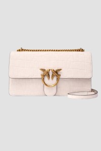 PINKO Biała listonoszka damska Love One Classic DC Cocco Nabuccato