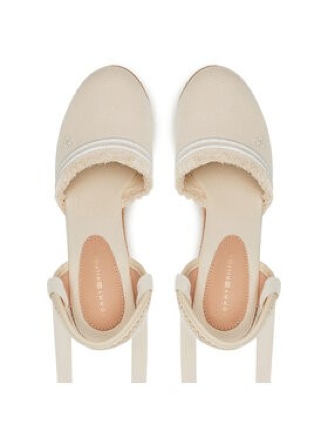 Tommy Hilfiger Espadryle Fringe Canvas High Wedge FW0FW08878 Écru