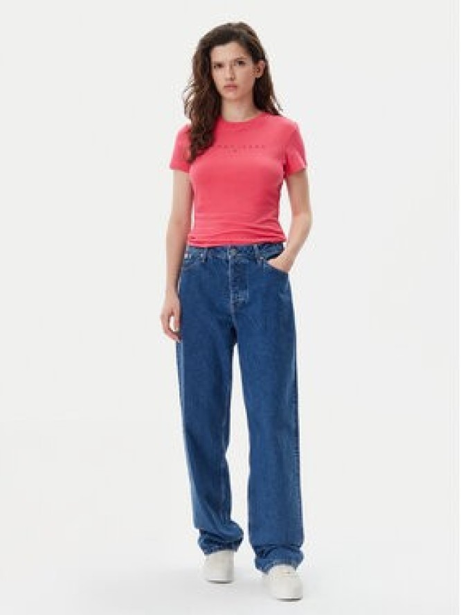 Tommy Jeans T-Shirt Tonal Linear DW0DW20315 Różowy Slim Fit