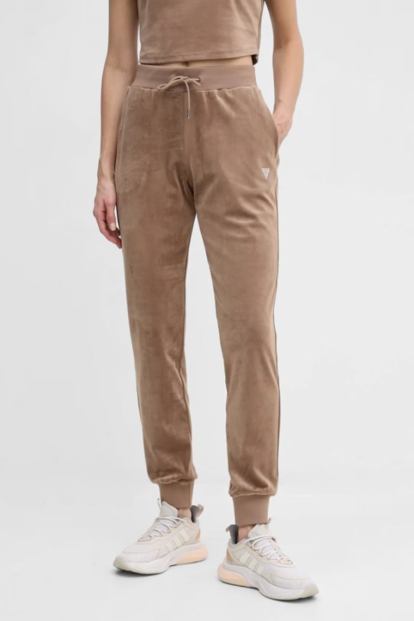 GUESS Brązowe damskie spodnie welurowe Couture, Rozmiar XS