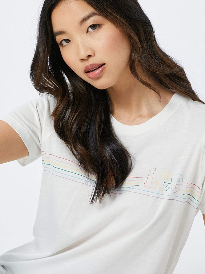 LEE PRIDE TEE DAMSKI T-SHIRT WHITE CANVAS L40GWMRR 112108554