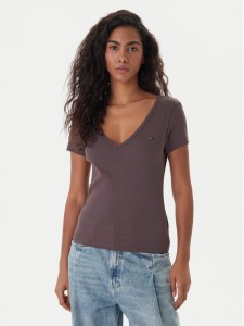 Tommy Jeans T-Shirt Essential DW0DW17385 Brązowy Slim Fit