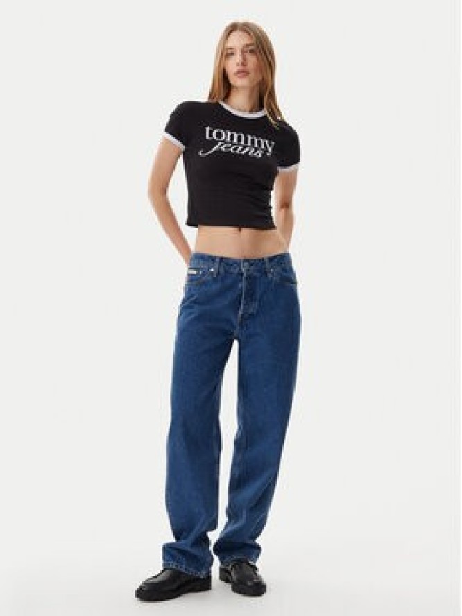 Tommy Jeans T-Shirt Script Ringer DW0DW20631 Czarny Slim Fit