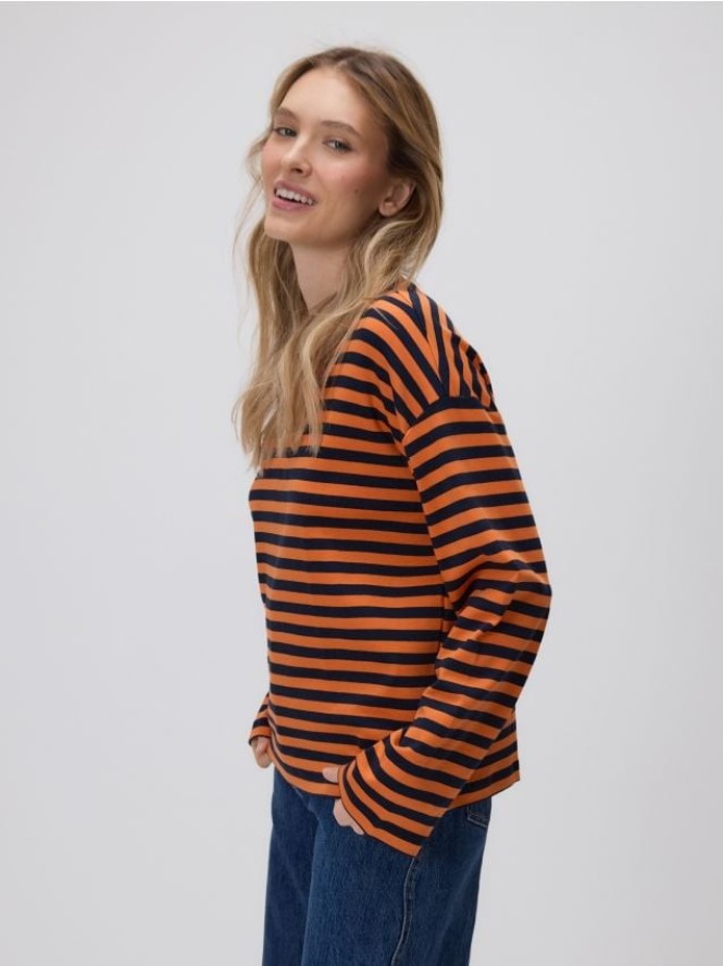 Bawełniany longsleeve w paski - wielobarwny