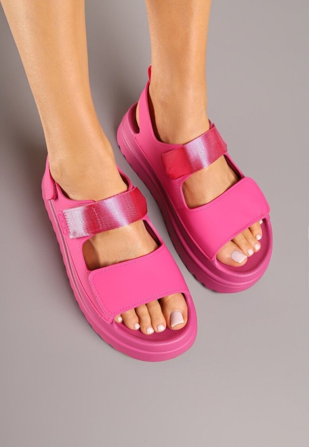Fuksjowe Sandały Chunky na Platformie z Zapięciem na Rzep Lorovia