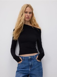 Bluzka na jedno ramię - czarny