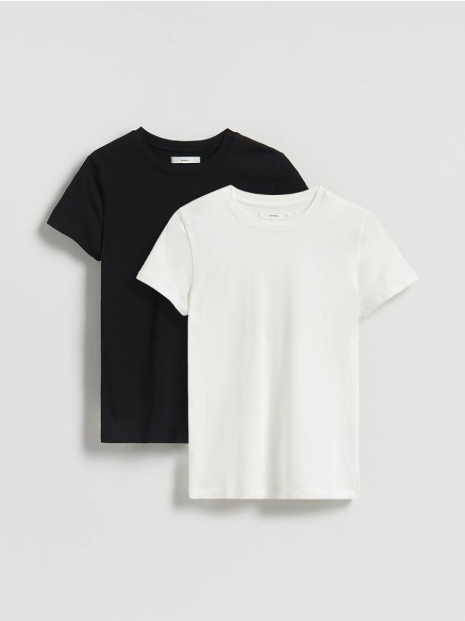 Bawełniany t-shirt 2 pack - złamana biel