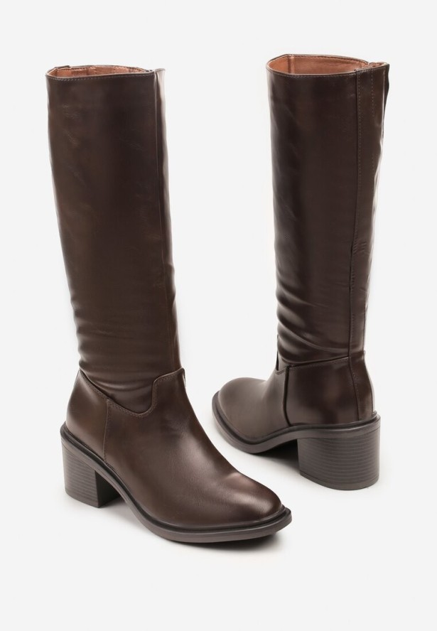 Ciemnobrązowe Kozaki Oficerki Vices na Słupku Giorima