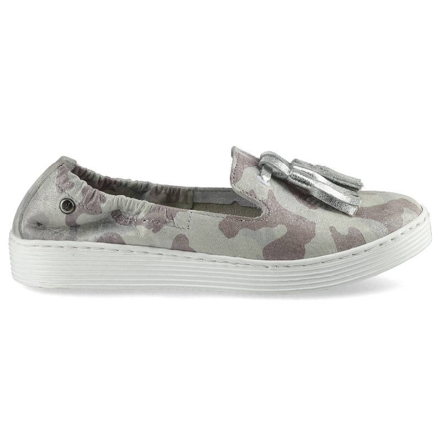 Srebrne Espadryle Lemar Damskie Stylowe Obuwie