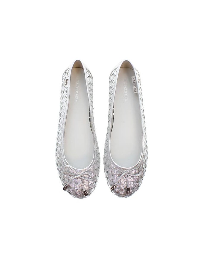 U.S. Polo Assn. Skórzane baleriny w kolorze srebrnym rozmiar: 36