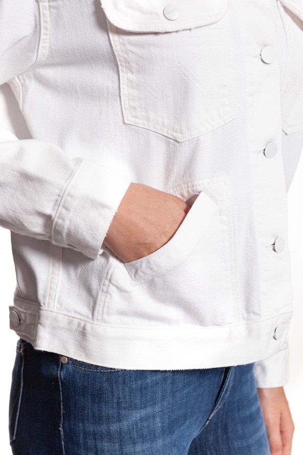 DAMSKA KURTKA JEANSOWA WRANGLER RETRO JACKET WHITE DAMAGED W415DM12Q 112128781