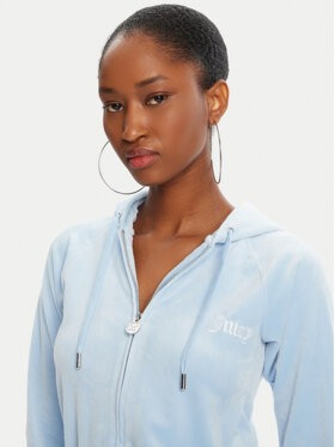 Juicy Couture Bluza Velour Crop JCWAS225351 Błękitny Regular Fit