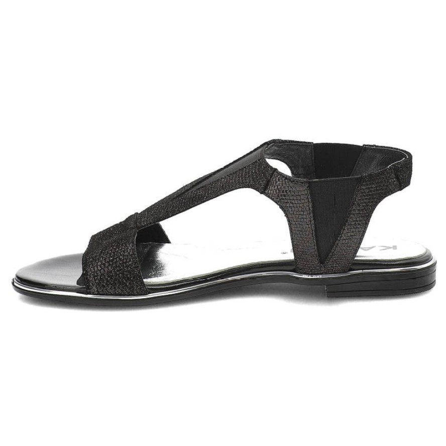 Czarne Sandały Karino Modne Płaskie Buty