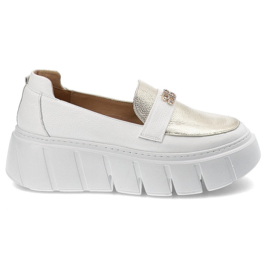 Białe Półbuty Armodo Wsuwane Mokasyny Damskie