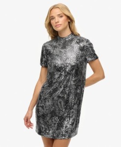 superdry Sukienka Mini T-shirt z Cekinami Paisley