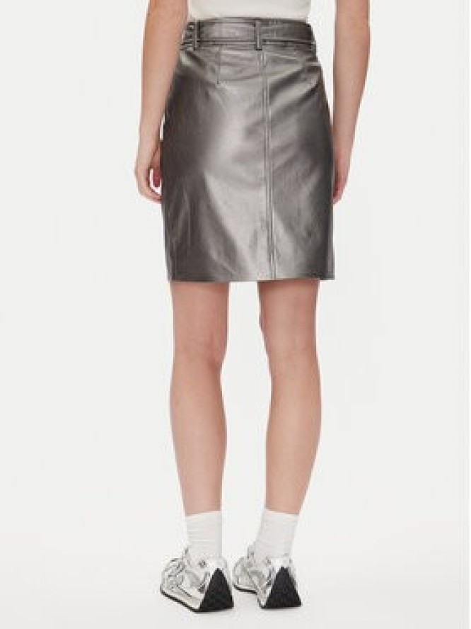 DKNY Spódnica z imitacji skóry P4JN6XIM Srebrny Regular Fit