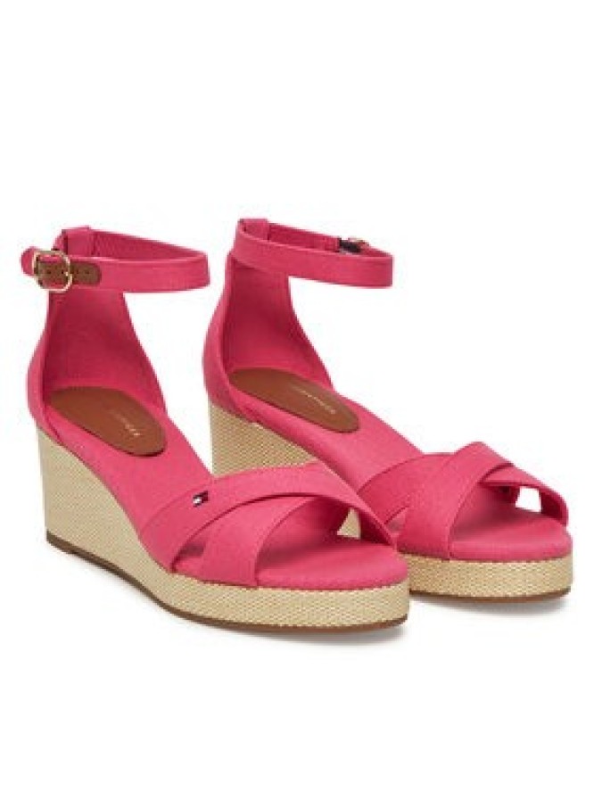 Tommy Hilfiger Sandały Flag Criss-Cros Mid Wedge Espad FW0FW08481 Różowy