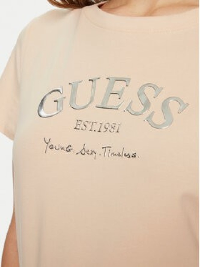Guess T-Shirt V5RI16 J1314 Beżowy Regular Fit