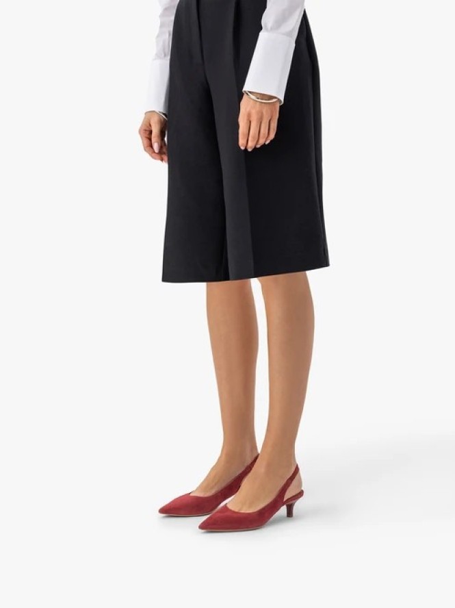 Bordowe czółenka bez pięty slingback