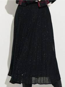 Plisowana spódnica midi - czarny