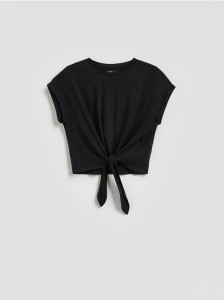 T-shirt z wiązaniem - czarny