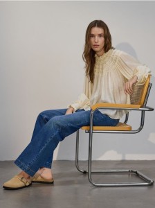 Skórzane mule - beżowy