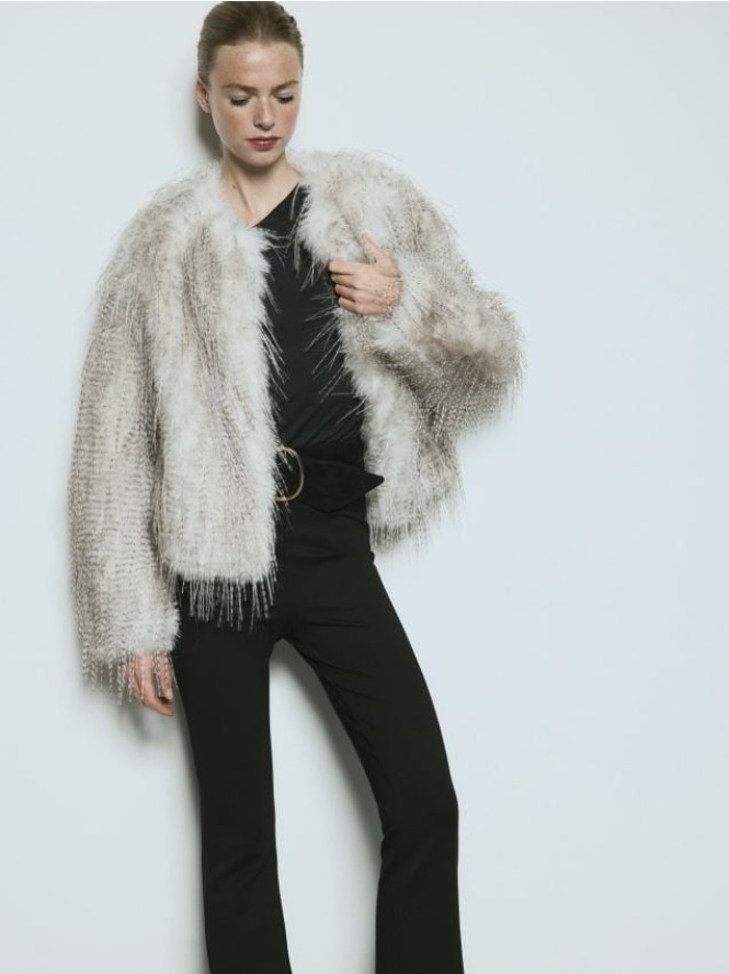 Sztuczne futerko z piórami - wielobarwny