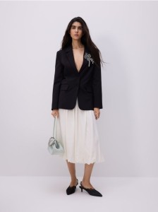 Spódnica bombka z wiskozą - złamana biel