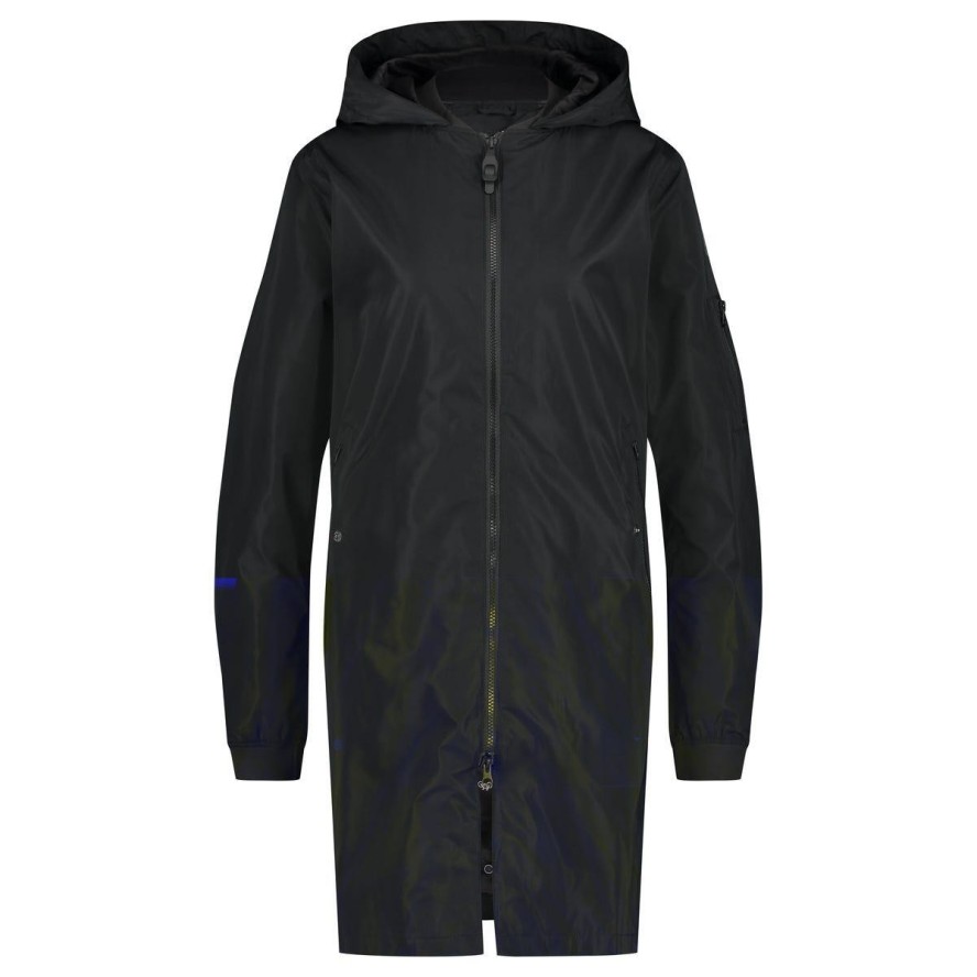 Long Bomber Rain Jacket Women Black