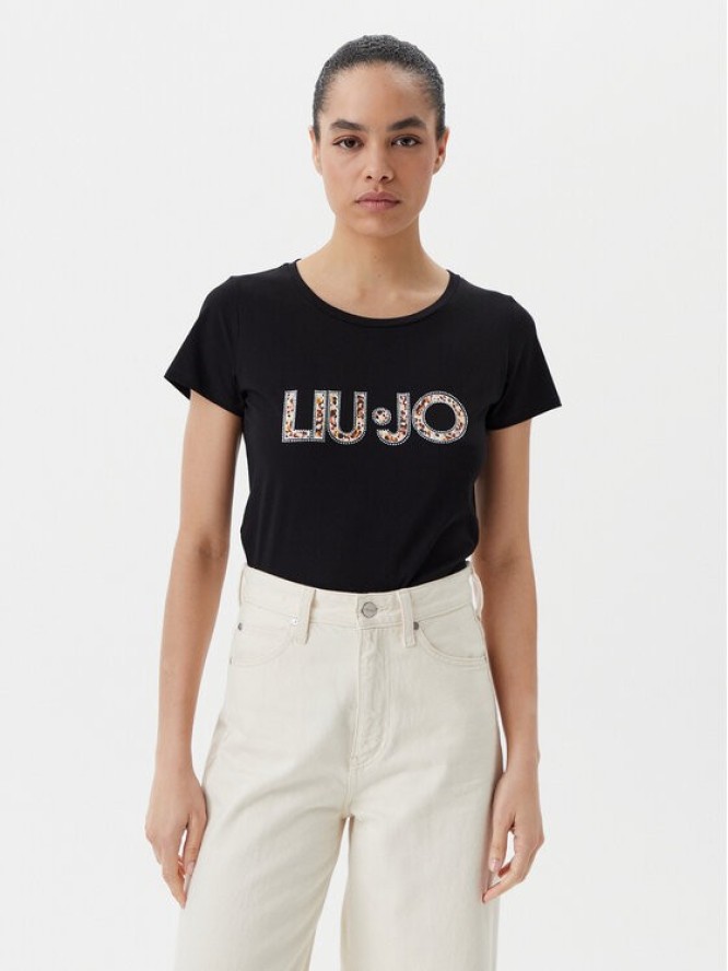 Liu Jo Beachwear T-Shirt VA5154 JS003 Czarny Regular Fit