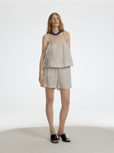 Lniany top - beżowy