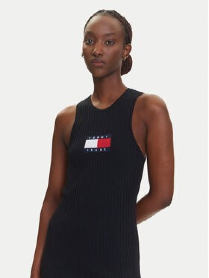 Tommy Jeans Sukienka dzianinowa DW0DW20877 Czarny Slim Fit