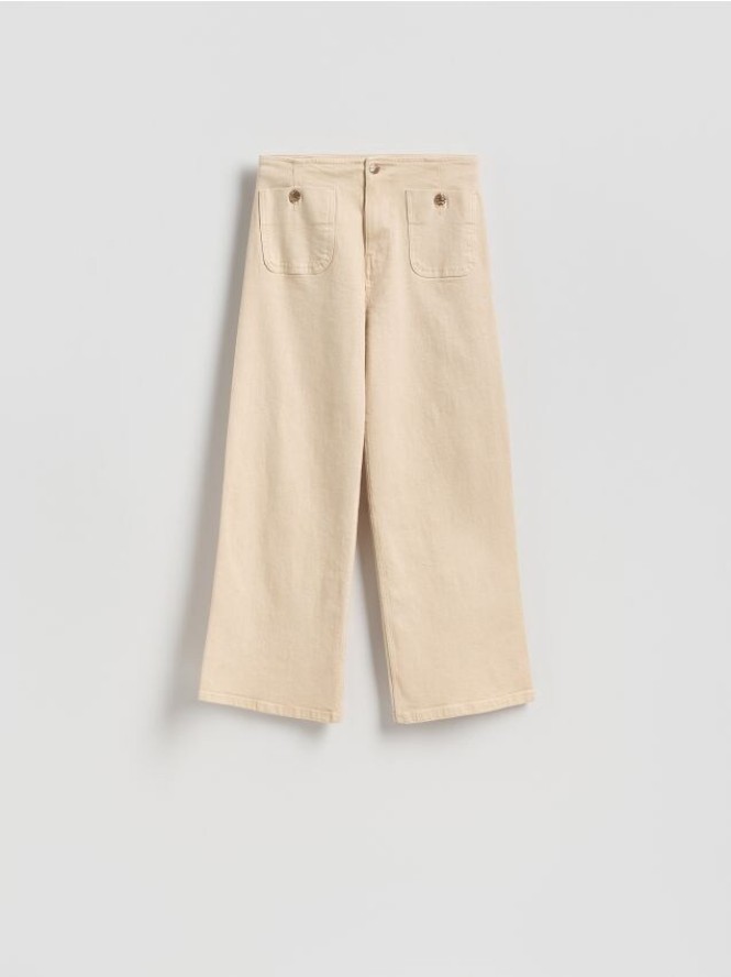 Jeansy culotte - kremowy