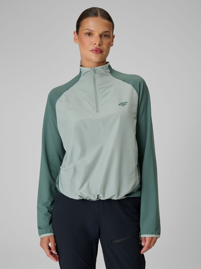 4F Bluza trekkingowa regular szybkoschnąca damska - turkusowa S