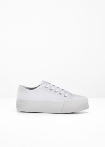 Sneakersy na platformie z bawełnianego płótna