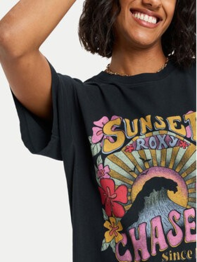 Roxy T-Shirt ERJZT06023 Czarny Regular Fit