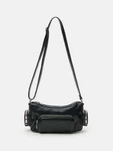 Torebka listonoszka z imitacji skóry - czarny