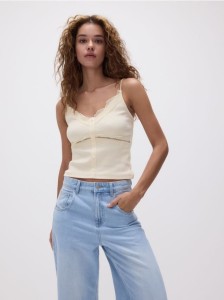 Top na ramiączkach - kremowy
