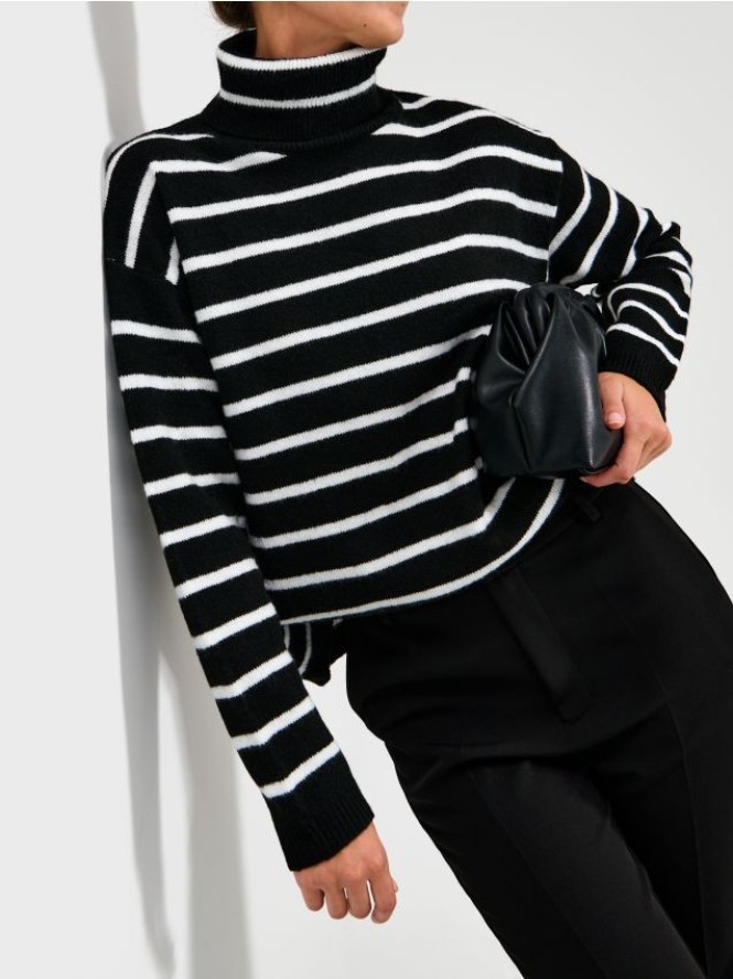 Golf w paski - czarny