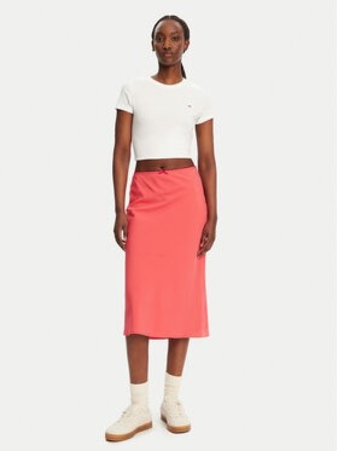 Tommy Jeans Spódnica midi Tjw Midi Aop Skirt DW0DW20272 Koralowy Regular Fit