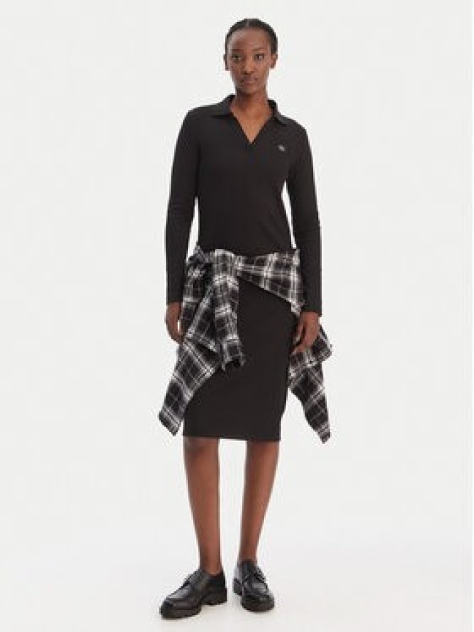 Calvin Klein Jeans Sukienka dzianinowa LV047E202G Czarny Slim Fit