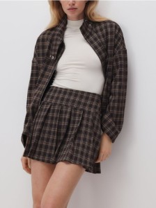 Spódnica mini z zakładkami - wielobarwny