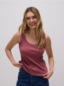 Bawełniany top na ramiączkach - miedziany