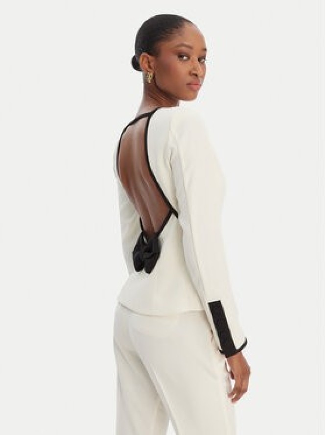 Marella Bluzka Scacco 2613111013 Écru Slim Fit