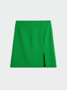Spódnica mini z rozcięciem - zielony