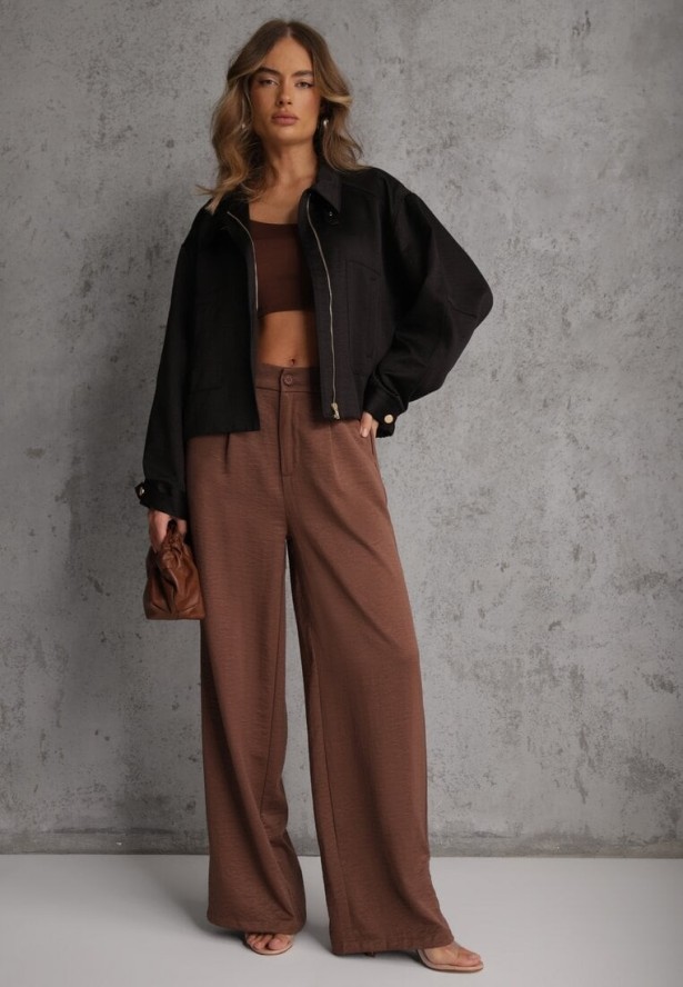 Czarna Kurtka Bomberka Oversize z Regulowanymi Mankietami Lann