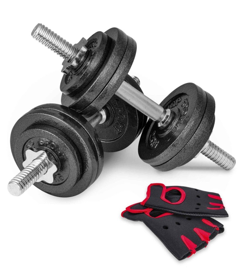 Zestaw hantle żeliwnych do treningu siłowego 2x15kg Hop-Sport regulowana