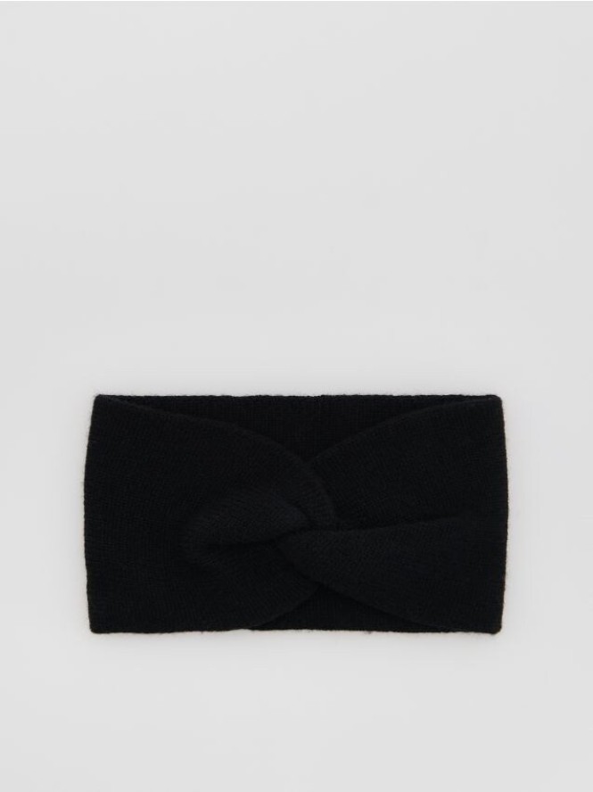 Opaska na głowę z wełną - czarny