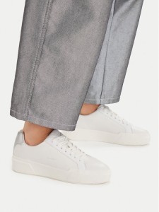 Calvin Klein Sneakersy Chunky Cupsole Lace Up Lth Met YW0YW01948 Biały