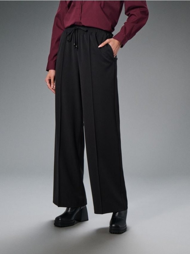 Spodnie wide leg - czarny